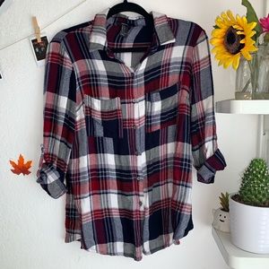🍂Fall plaid button down | F21